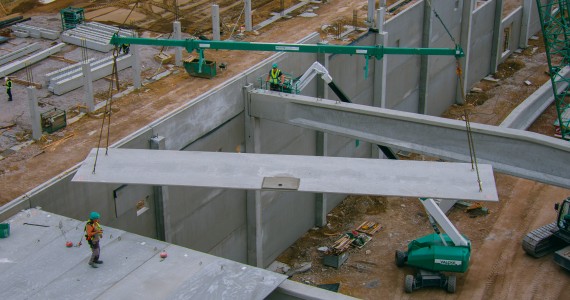  VDL Roeselare Valcke Prefab Beton plaatsing dakligger 